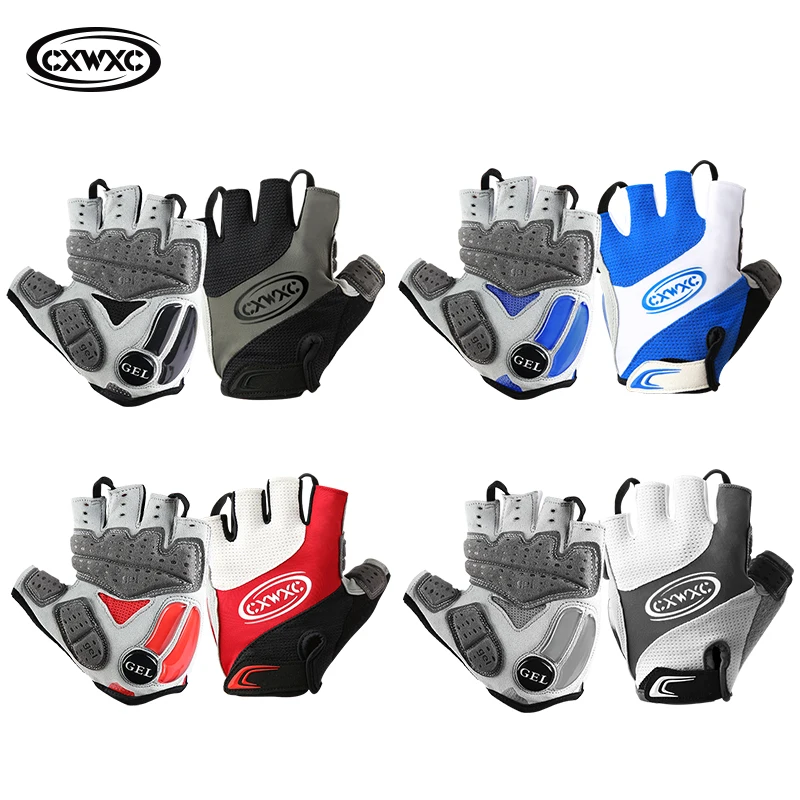 CXWXC Bicycle Half Finger Gloves MTB Road Bike Cycling Liquid Gel Pads Shockproof Breathable Short Mitten Guantes Ciclismo