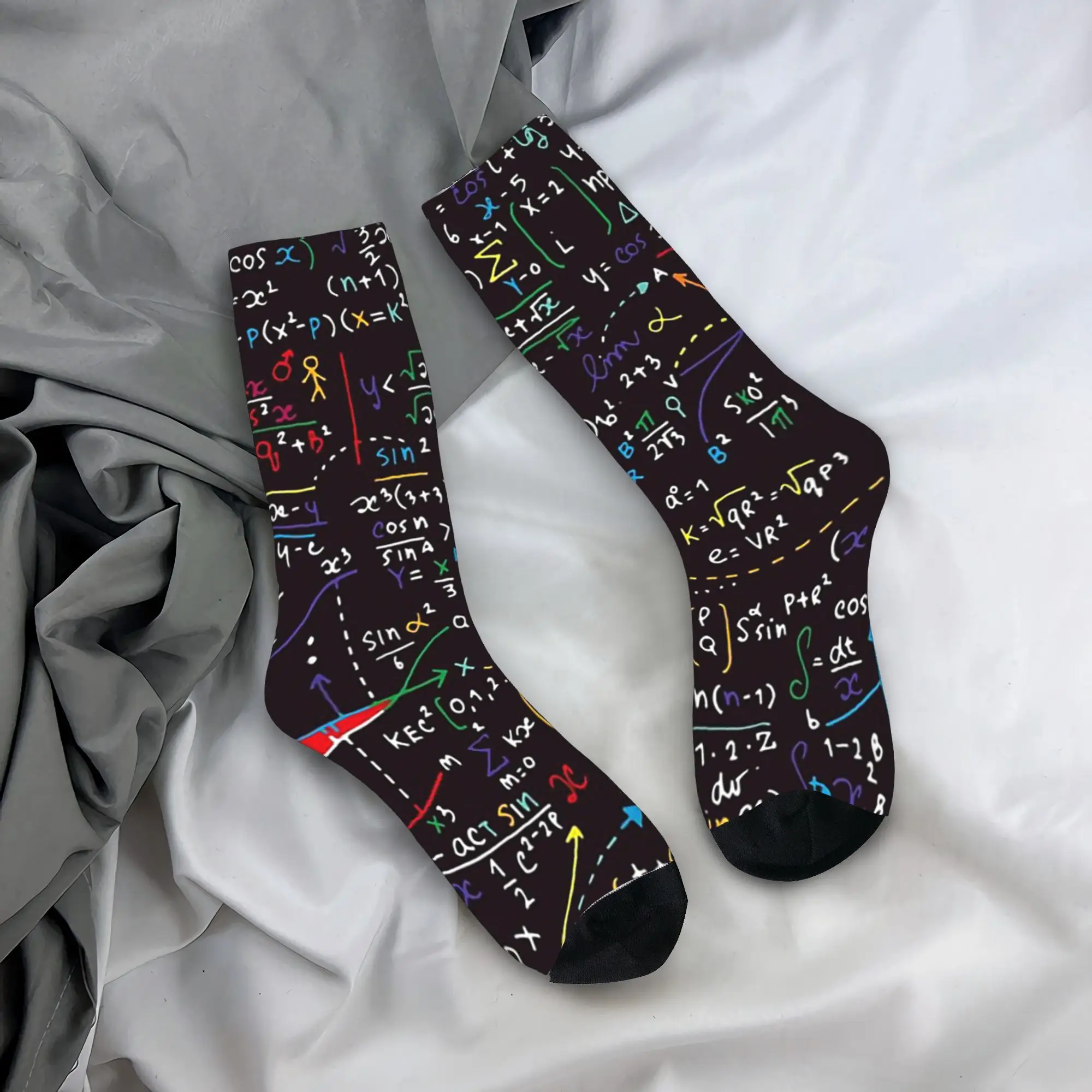 

All Seasons Crew Stockings Science Experiment Mathematics Socks Harajuku Hip Hop Long Socks Accessories for Men Women Present