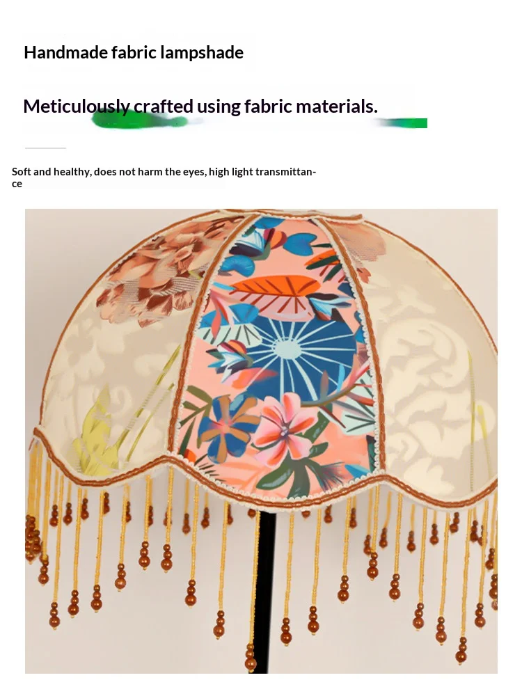 French Retro Led Floor Lamp For Home Decoration Living Room Bedroom Bedside Sofa Fabric Decoration Atmosphere Lighting Fixtures - view 4