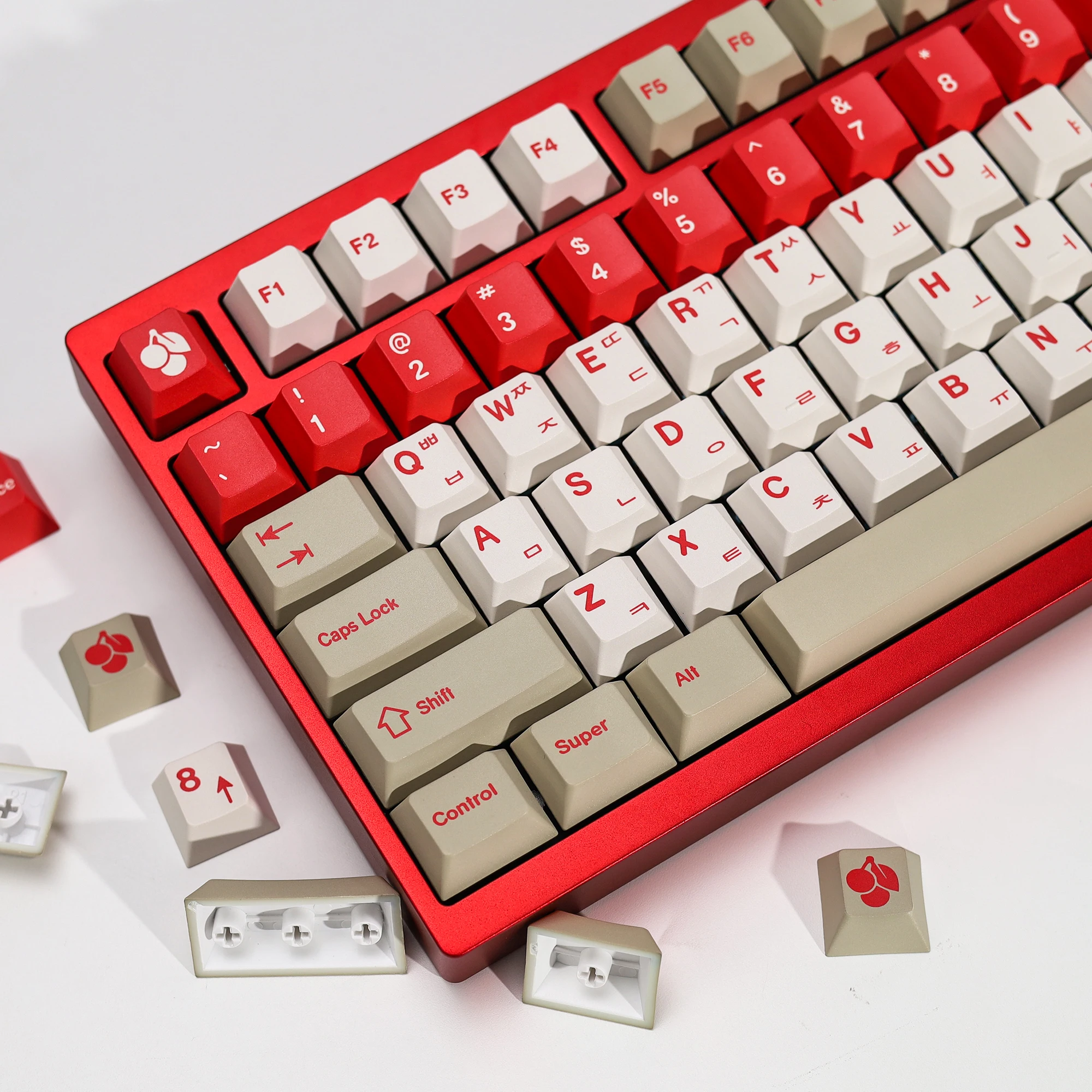 KBDiy Koreanische Tastenkappen Retro GMK Red Alert Cherry Profile PBT Ailce Tastenkappen Maßgefertigt für 60% Gaming Mechanische Tastatur KIT Tastenkappen – Detail 23