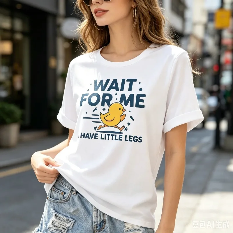 Funny Duck Graphic Tee Women WAIT FOR ME I HAVE LITTLE LEGS Daily Casual Shirt