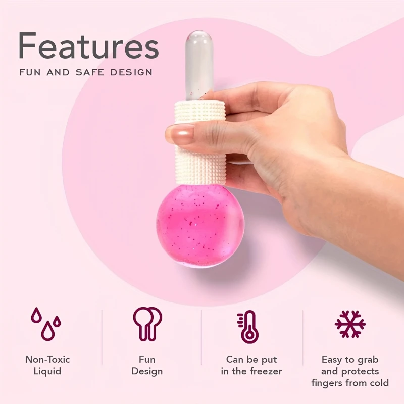 2pcs Pink Face Ice Globes Cooling Ball for Eye Neck Puffiness Dark Circles Relief Facial Massager Cold Compress Skincare Too