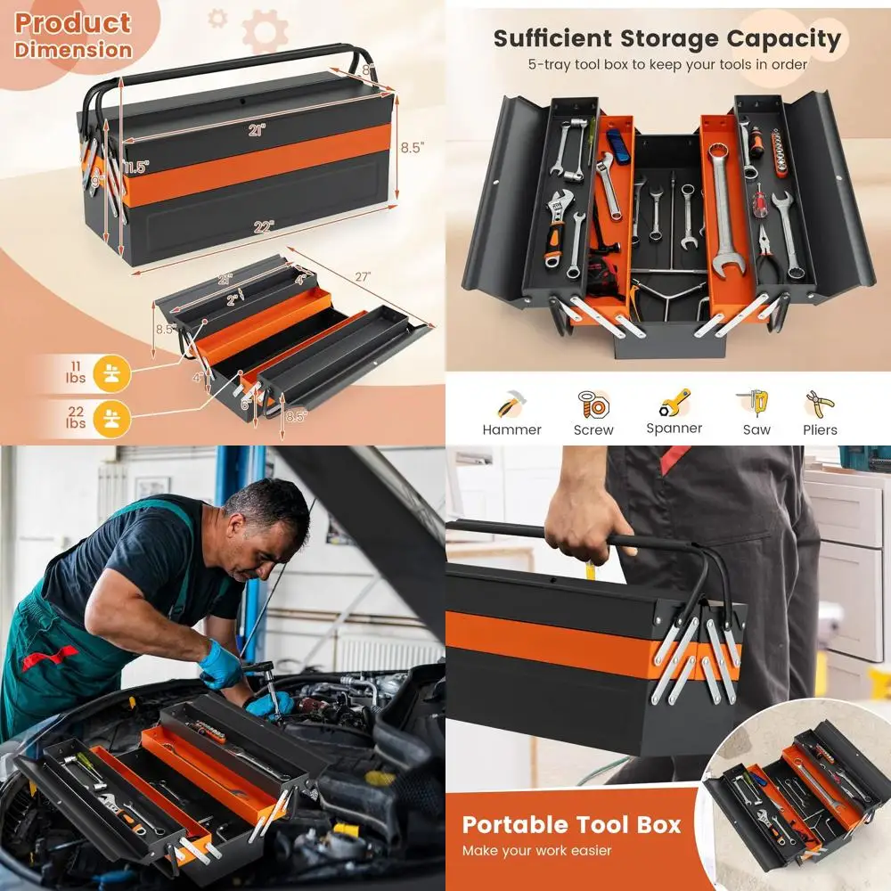 

Металлический ящик для инструментов на 22 слоя с 5 лотками, полноразмерными ручками, запираемый, портативный, для хранения инструментов и бытовых нужд