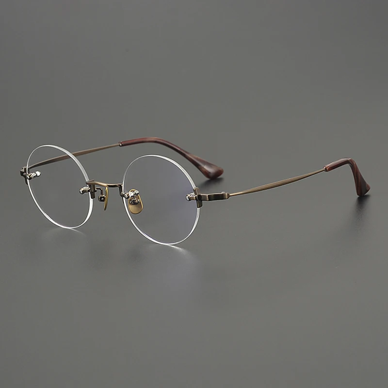 

Niche ultra-light titanium frameless retro round myopia glasses frame, commuter casual fashion youth optical prescription glasse