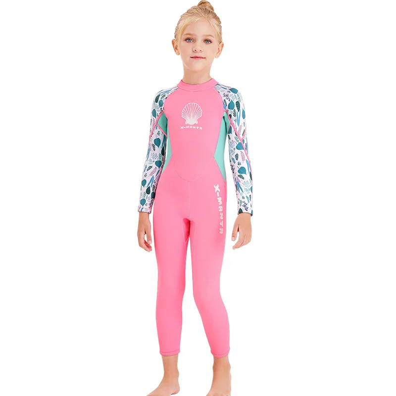 

Children's Wetsuit 2.5MM One-piece Long Sleeve Warm Diving Swimwear Girls' Snorkeling Surfing Swimsuit Sunscreen Jellyfish Suit