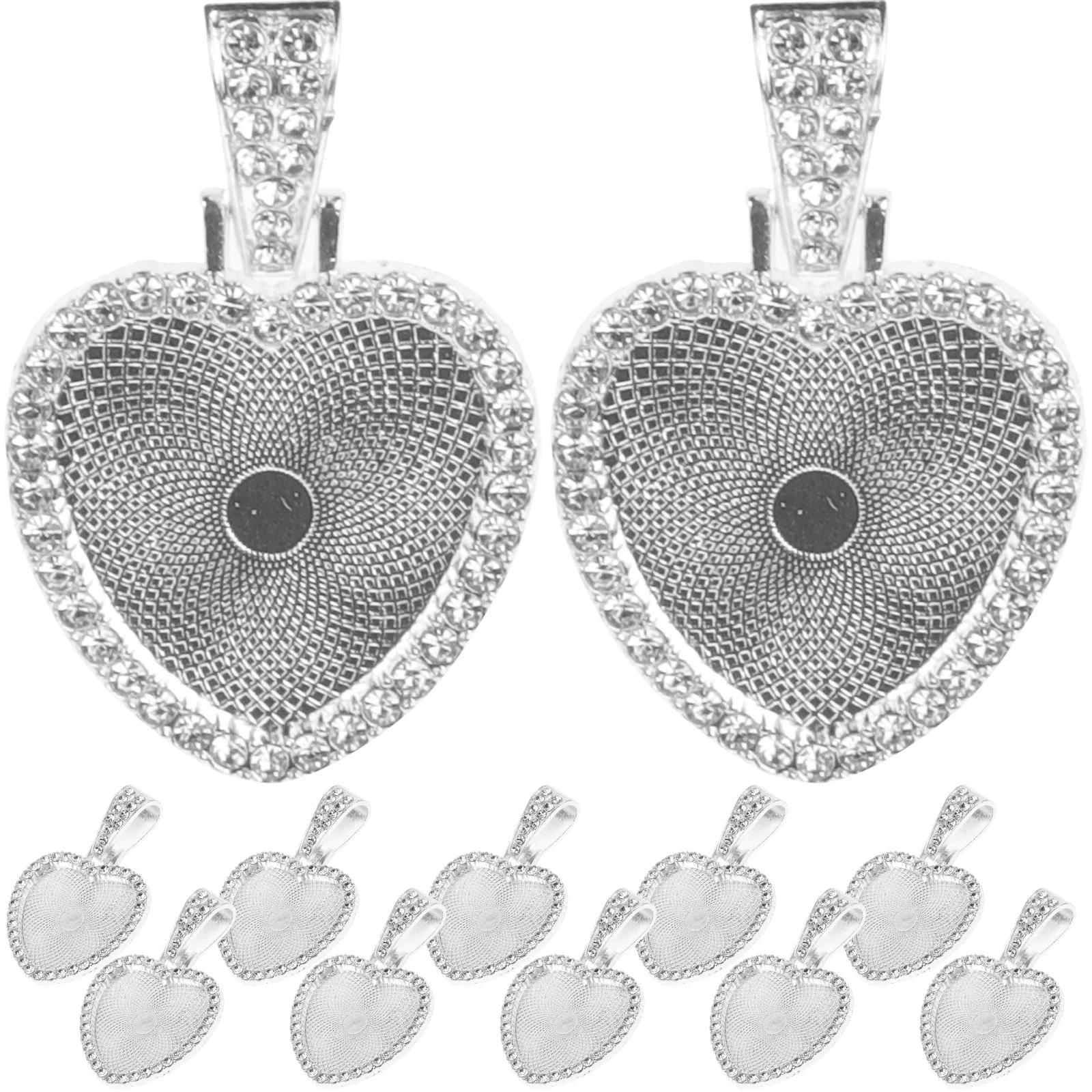 

12Set Heart Pendant Tray Rhinestone Sublimation Pendant Tray for DIY Jewelry Making Craft Supplies Decoration Accessories
