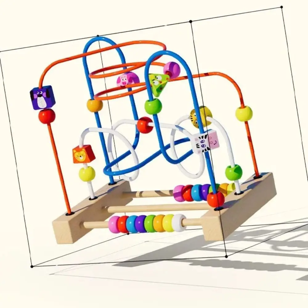 Montessori Wooden Bead Maze Intellectual Training Hand-brain Coordination Bead Stringing Building Blocks