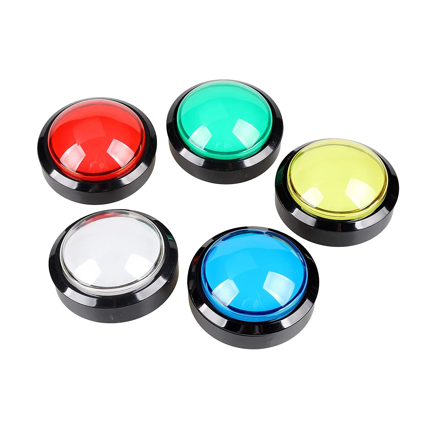 5X Arcade Buttons 60mm Dome 2.36 Inch LED Push Button with Micro-Switch for Arcade Machine Video Games Console