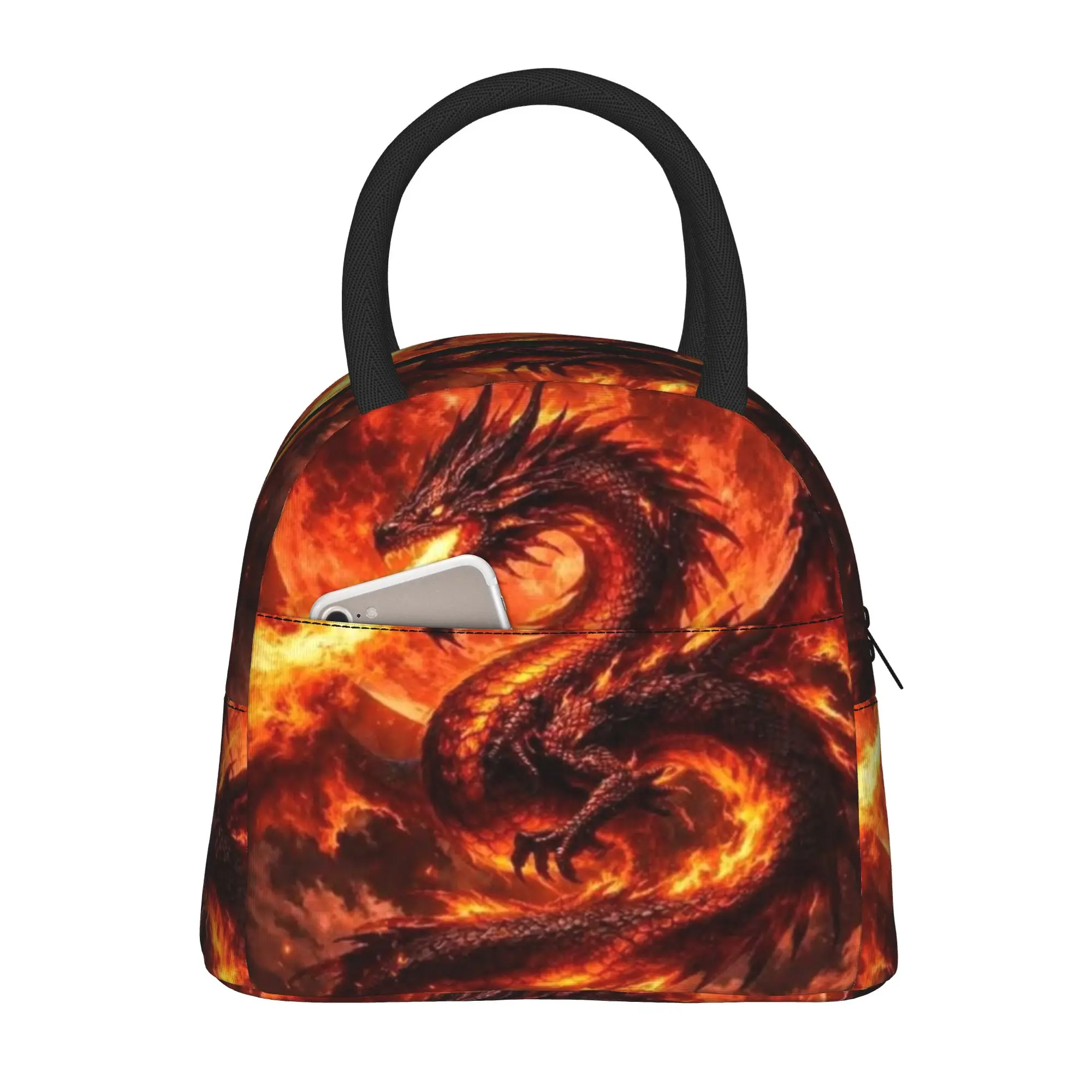 Back to school season  Food Bag Blood Moon Fire Dragon Fantasy Large Capacity Casual Personalised Food Organizer Lunch Bag