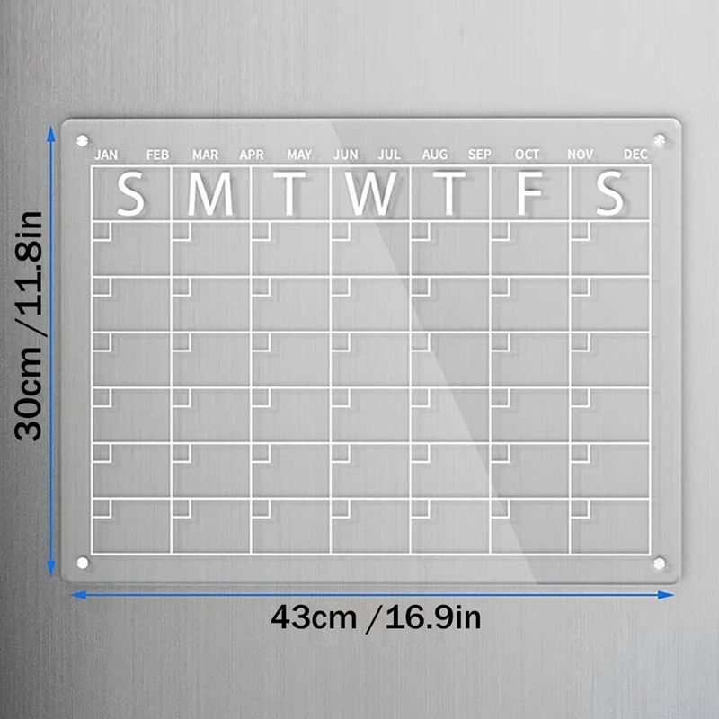 2 szt. Magnetyczna tablica do wymazywania na sucho do kalendarza na lodówkę do lodówki tablica do notatek gumka wielokrotnego użytku przezroczysta 43X30cm