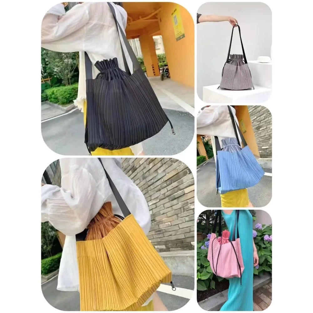 

Pleats Original Pleated Drawstring Pocket Tote Bag Hundred Niche Small Bag Fashion Personalized Pleated