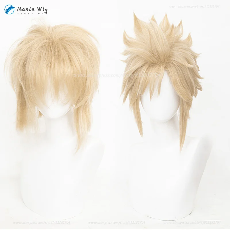 Unstyled FF7 Cloud Strife Cosplay Wig Short Light Linen Wigs Men Cosplay Anime Wigs Heat Resistant Synthetic Hair + Wig Cap