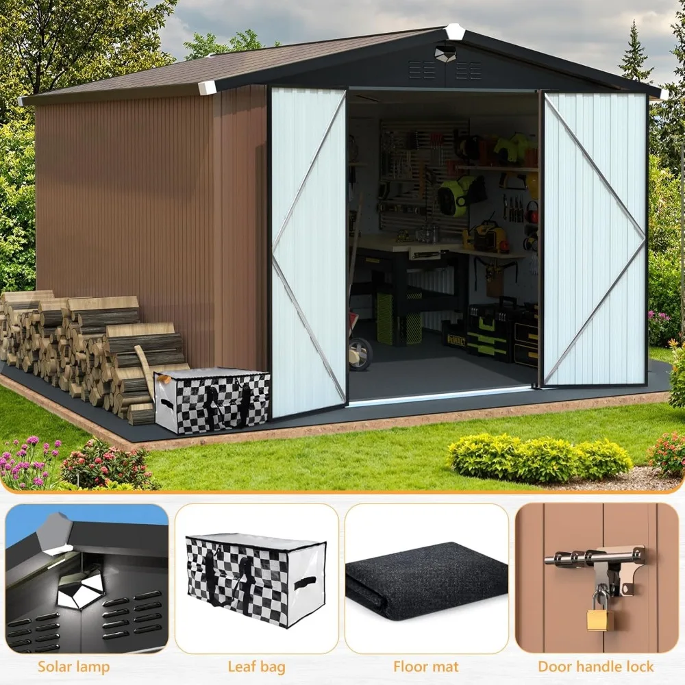 Metal Storage Shed,Outdoor Storage Building 10x12,Large Backyard Sheds with Lockable Door,Waterproof Outside Storage Shed