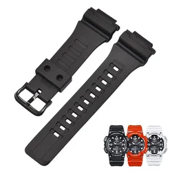 For Casio Men's W-S200H/215/216H Accessories 5208 Rubber Original Replace 18mm Black Buckle SGW-300H/400H Series Watch Strap