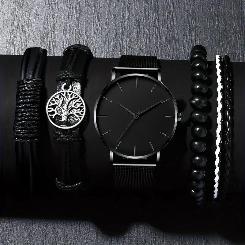 5pc  fashionable quartz watch and versatile accessory set for daily wear as gifts for friends and family