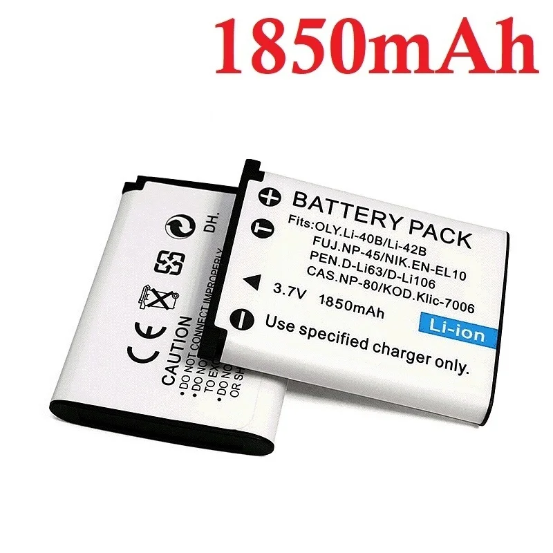 1850mah battery For Olympus Li-40B Li40B Li 40B Li-42B For Nikon EN-EL10 EN EL10 ENEL10 For Fujifilm NP-45 For Casio NP-80 NP80