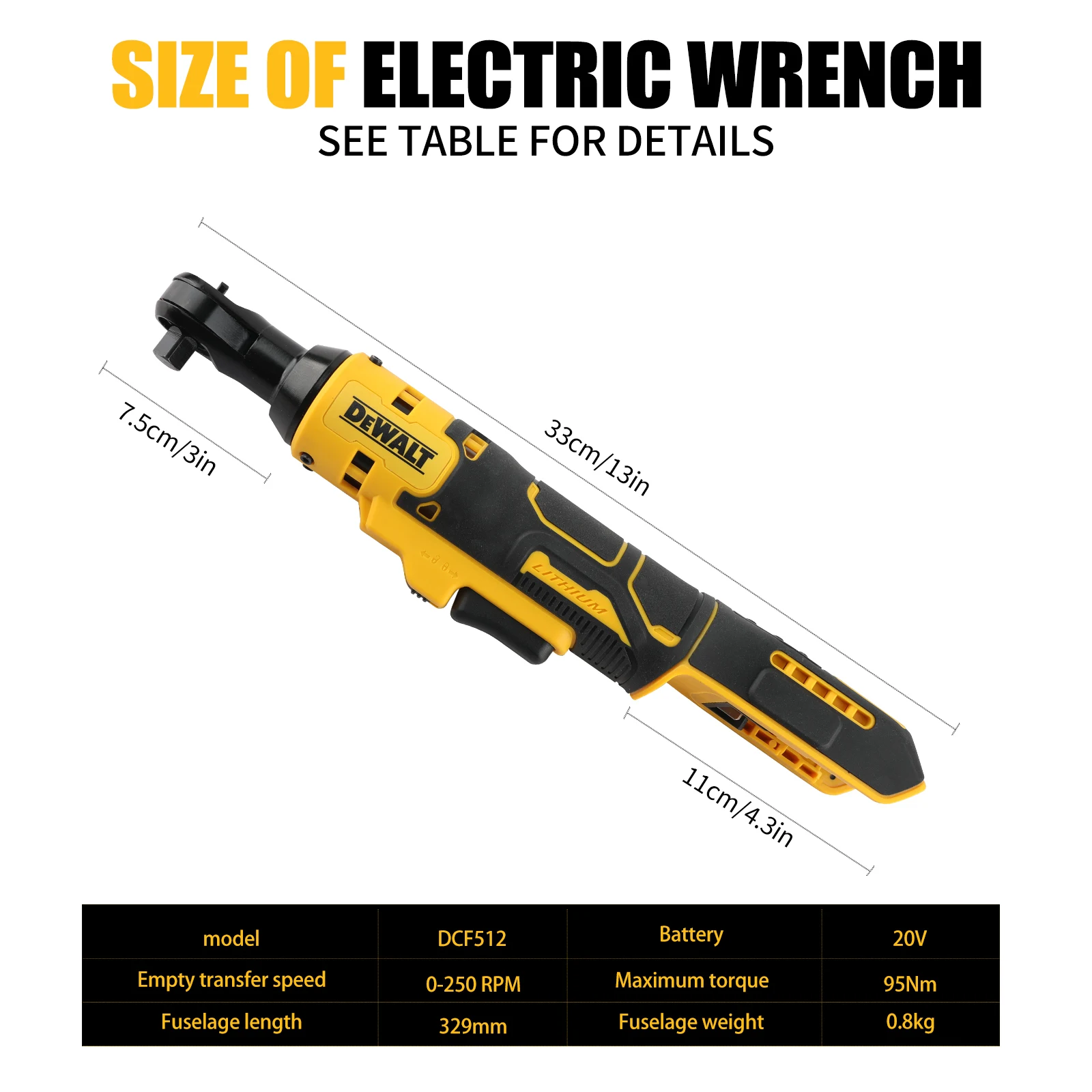 DEWALT DCF512 ประแจวงล้อมุมขวาความเร็วตัวแปรประแจไฟฟ้าไร้แปรงไฟ LED เครื่องมือไฟฟ้าแบตเตอรี่ไร้สาย