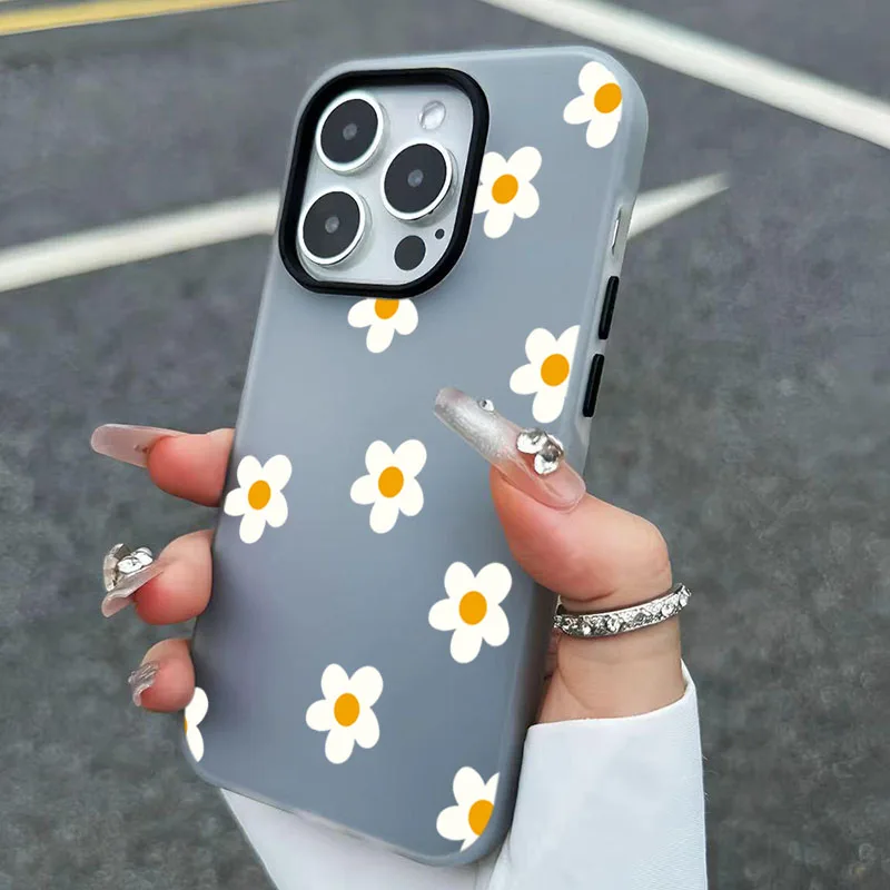 Custodia opaca 2 in 1 con motivo Little Orange Flower per iPhone 17 16 Pro Max Air 15 14 Plus 13 12 11 XS X XR 16Plus 16E Cover