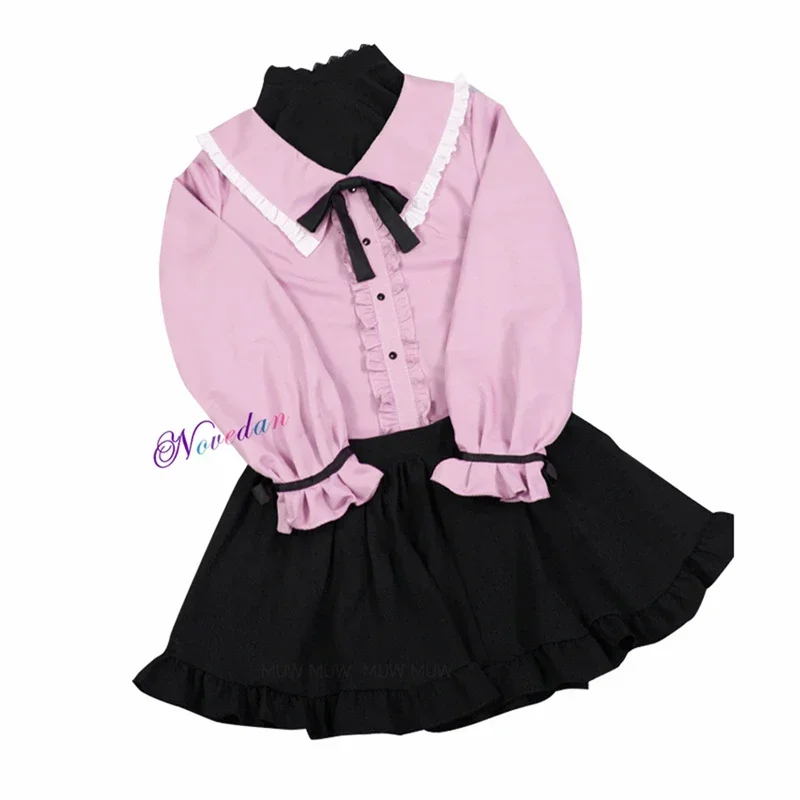 Perruque de Cosplay de Vampire pour Femme, Costume d'Halloween, Anime, Rose Trempé, Kawaii, Chemise, Uniforme, Accessoires, MN8