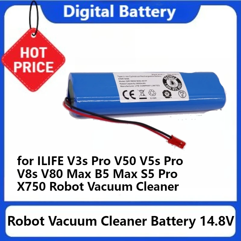 

Lithium Battery for ILIFE V3s Pro V50 V5s Pro V8s V80 Max B5 Max S5 Pro X750 Robot Vacuum Cleaner Battery 14.8V 3500 Mah Battery