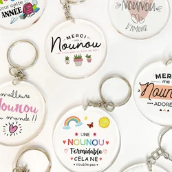 A Great Nounou You Won't Forget French Print Key Chains Teacher's Day Gift Keychain Acrylic Keyring Best Thanks Gifts for Nounou