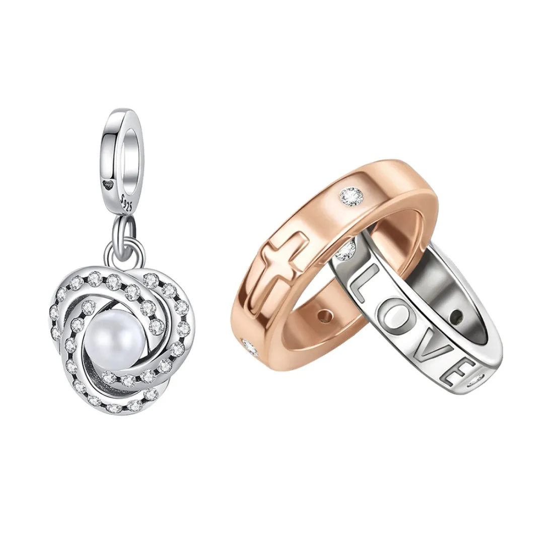 925 Sterling Silver Pendant Wrapped with Beads, Suitable for Original Bracelet Necklace, Men's and Women's DIY Jewelry Gifts
