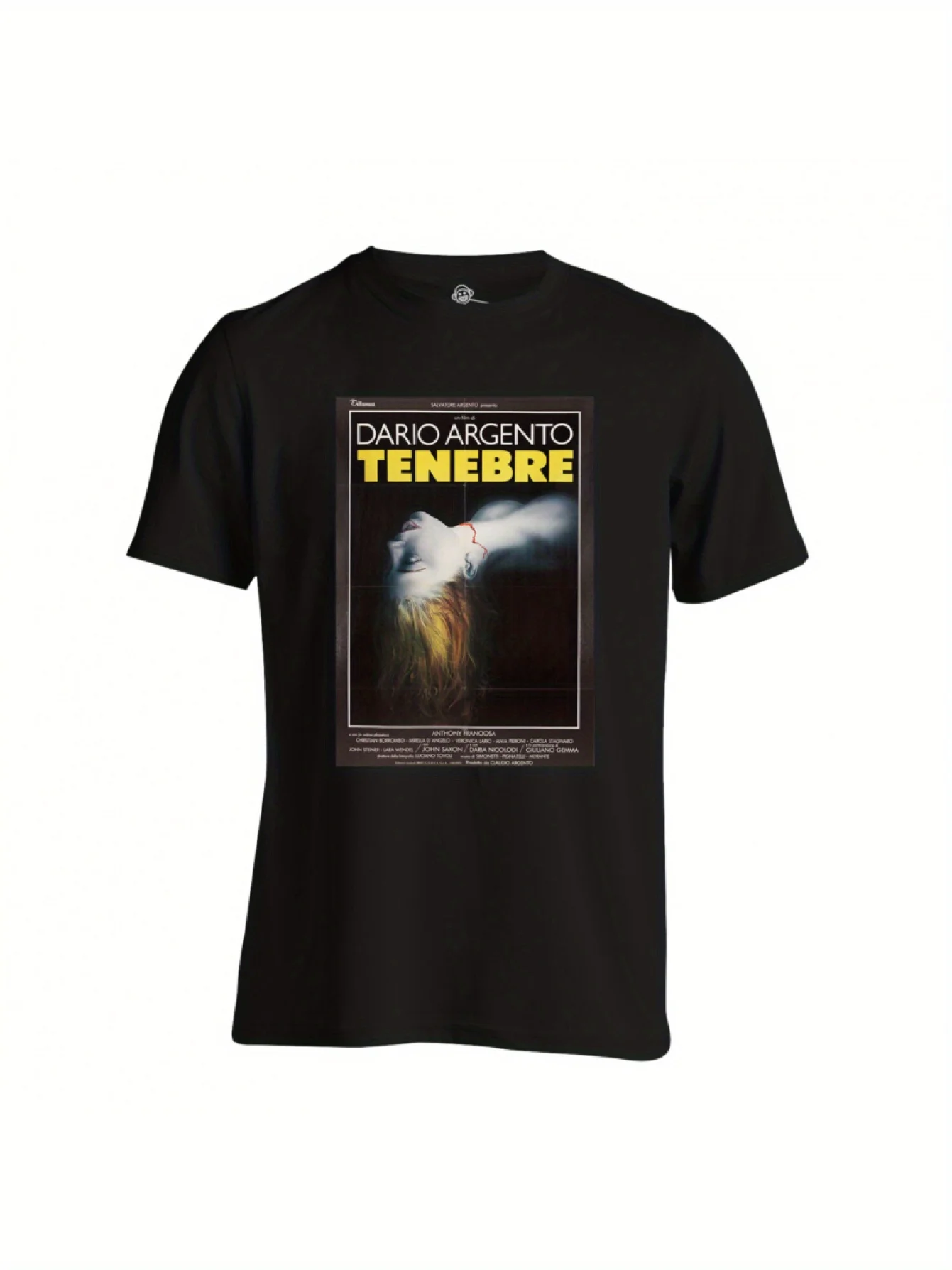 Классическая футболка с принтом постеров фильма ужасов Tenebrae — черная футболка с рисунком в стиле Dario Argento, обычная футболка с круглым вырезом в богемном стиле