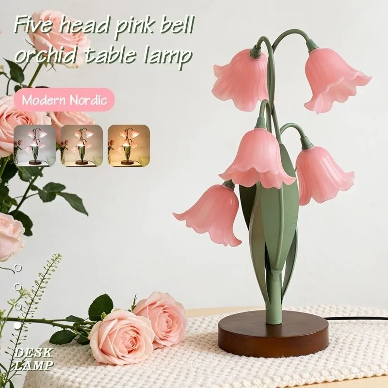Flower table lamp French pastoral lily of the valley, high-value ambient light