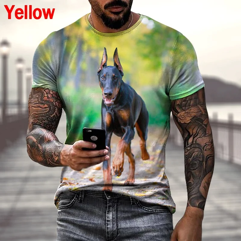 Doberman Picture Printed Cool Casual Short Sleeve T Shirt