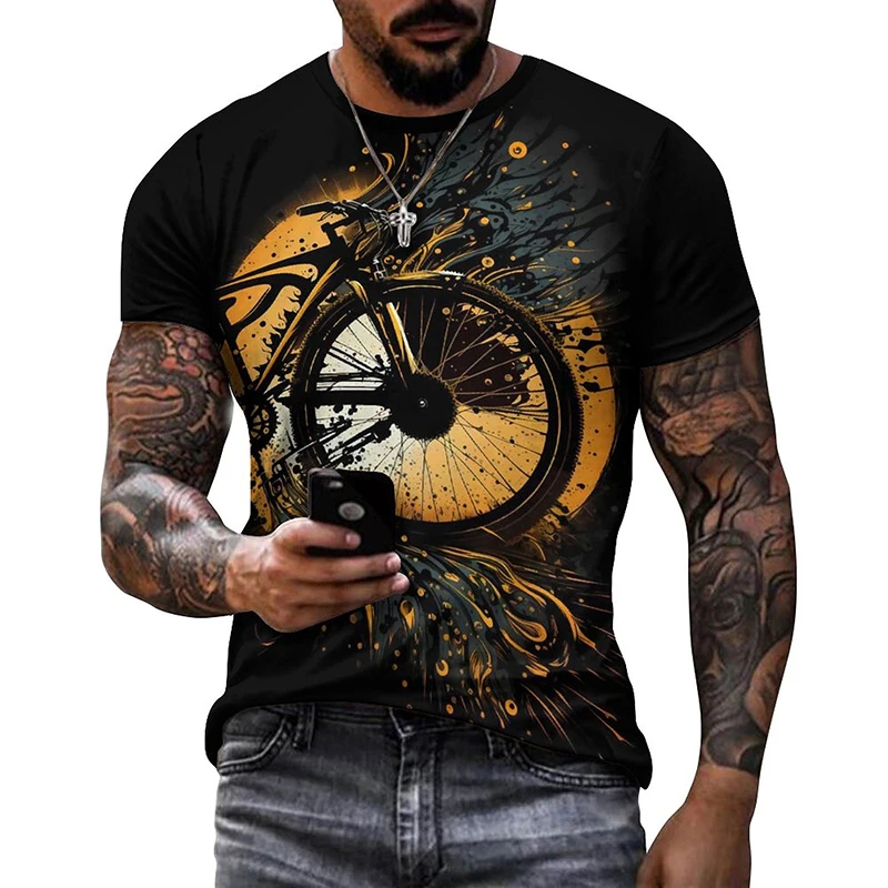 Bike Vintage Sport Bicycle 3D Printed T Shirt For Men O Neck Short Sleeve Black T-shirts Homme Streetwear Quality Male T Shirts