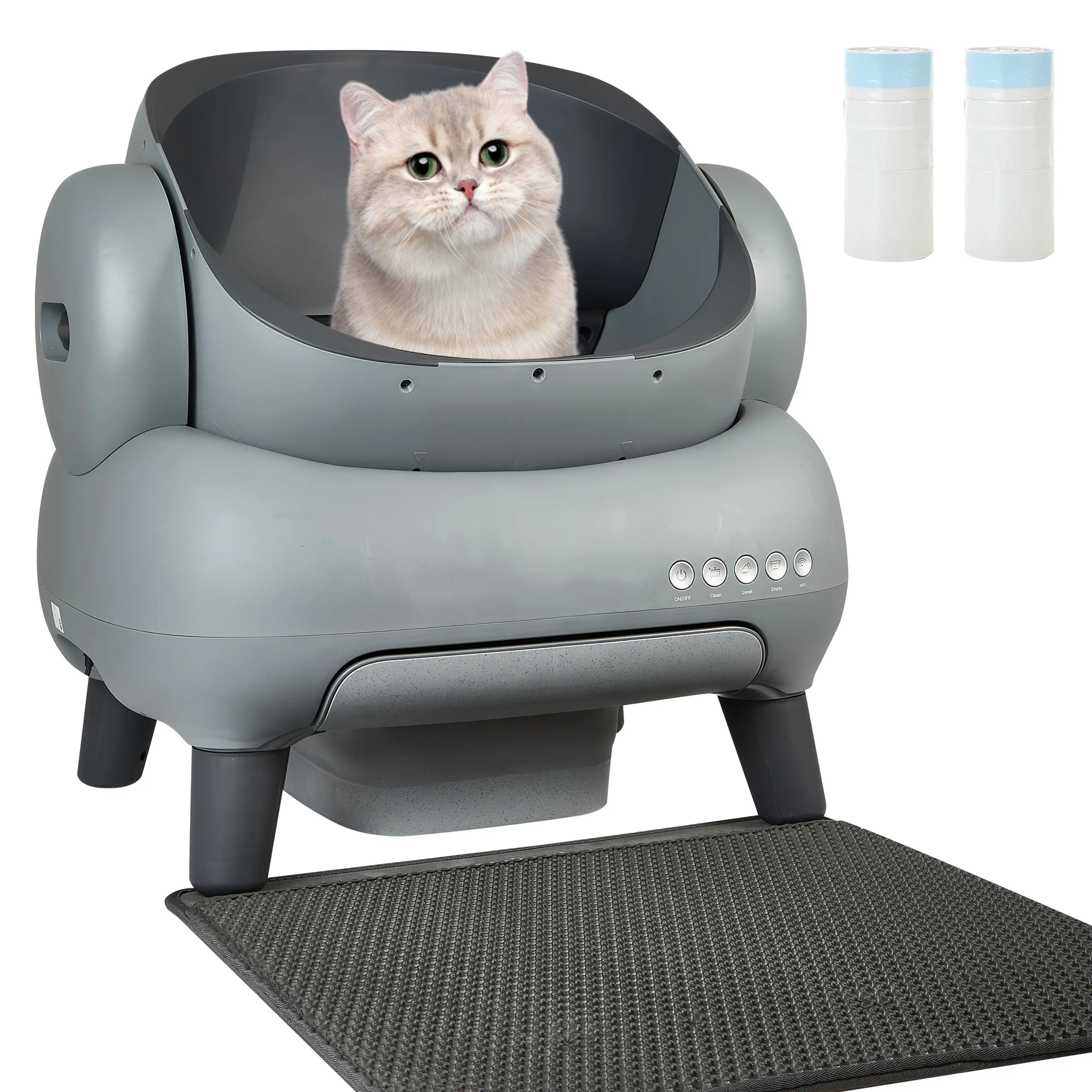 Self Cleaning Cat Litter Box, Automatic Cat Litter Box with Mat & Liners, Large Capacity Self Cleaning Litter Box, APP Control