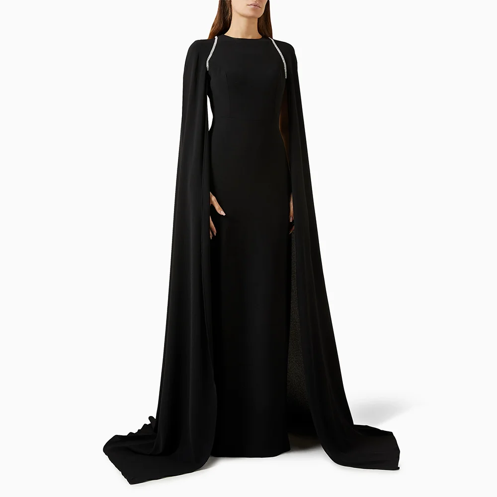 

Customized Black O-Neck Long Evening Dresses Elegant Formal Occasion Prom Gowns Bead Crystal 2025 Floor Length Prom Dresses