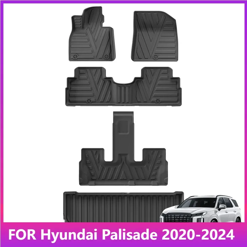 

Коврики для Hyundai Palisade 7 мест 2020-2024 TPE 3D автомобильные коврики грузовой коврик багажник коврик для багажника всепогодные водонепроницаемые