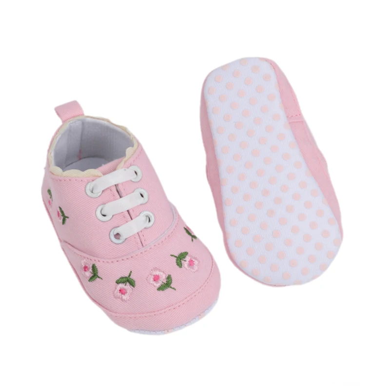 Newborn Baby Girl Casual Canvas Shoes Flower Cotton Sole Non-slip Baby Shoes Female Infant First Walkers Crib Shoes