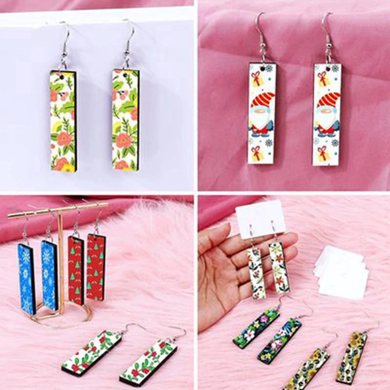 Sublimation Blanks Products 30 Pcs Earring Blanks, With Earring Hooks And Earring Cards For Christmas Women Girls DIY