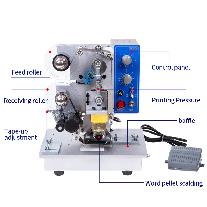 LY Semi-automatic Electric Hot Stamp Ribbon Code Printer Ribbon Coder 241 Color Ribbon Hot Printing Machine