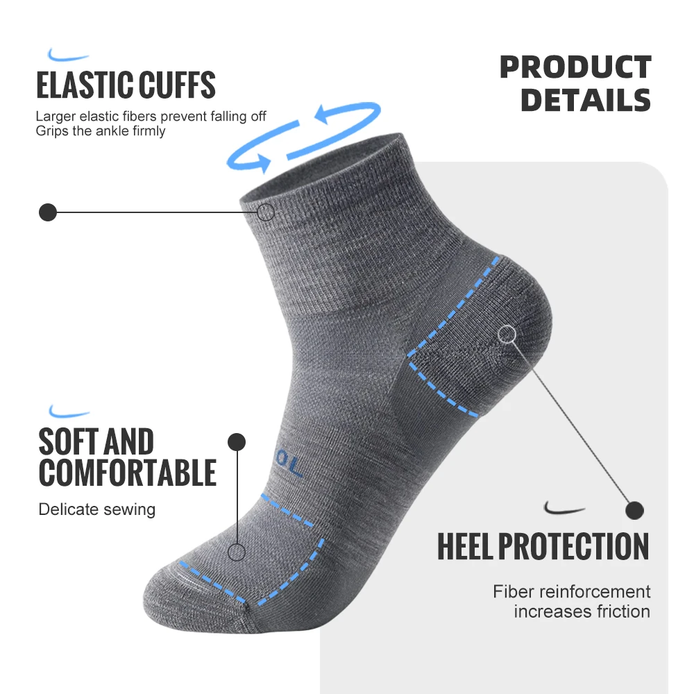 WRELS Merino Wool Socks Compression Winter Ankle Cotton Socks Basketball Professional Racing Cycling Socks for Men Women