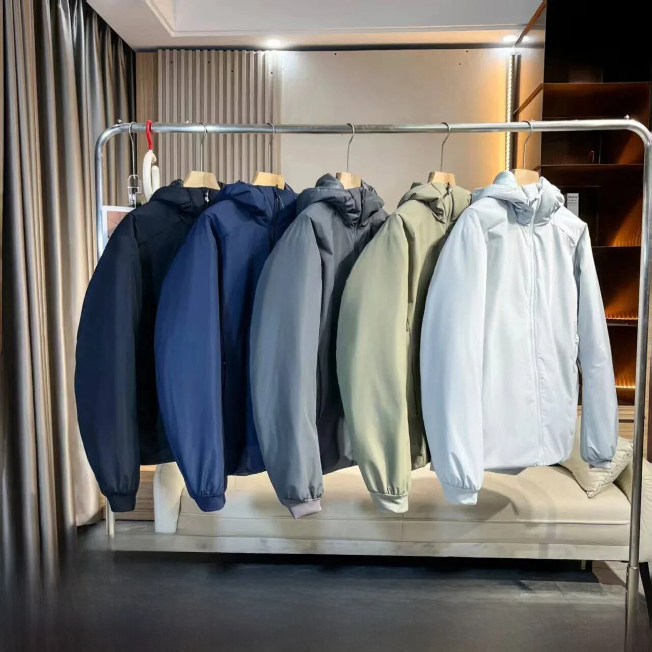 

Warmth 3D Tailored Lightweight Waterproof Windproof Men's Hooded Outdoor Thiened Cotton Jaet Stand Fit Long Sve Casual