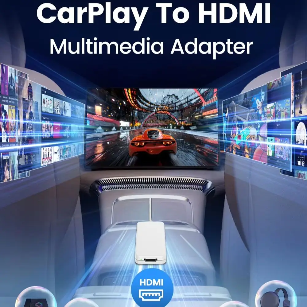 

Адаптер Binize CarPlay-HDMI для автомобилей с проводным CarPlay, Plug & Play, HD-видеоадаптер, мультимедийный HDMI-адаптер, обновление OTA