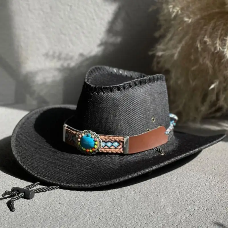 

39BD Handmade Cowboy Hat Wide Brim Cowboy Hat for Women Men Dress-up Party
