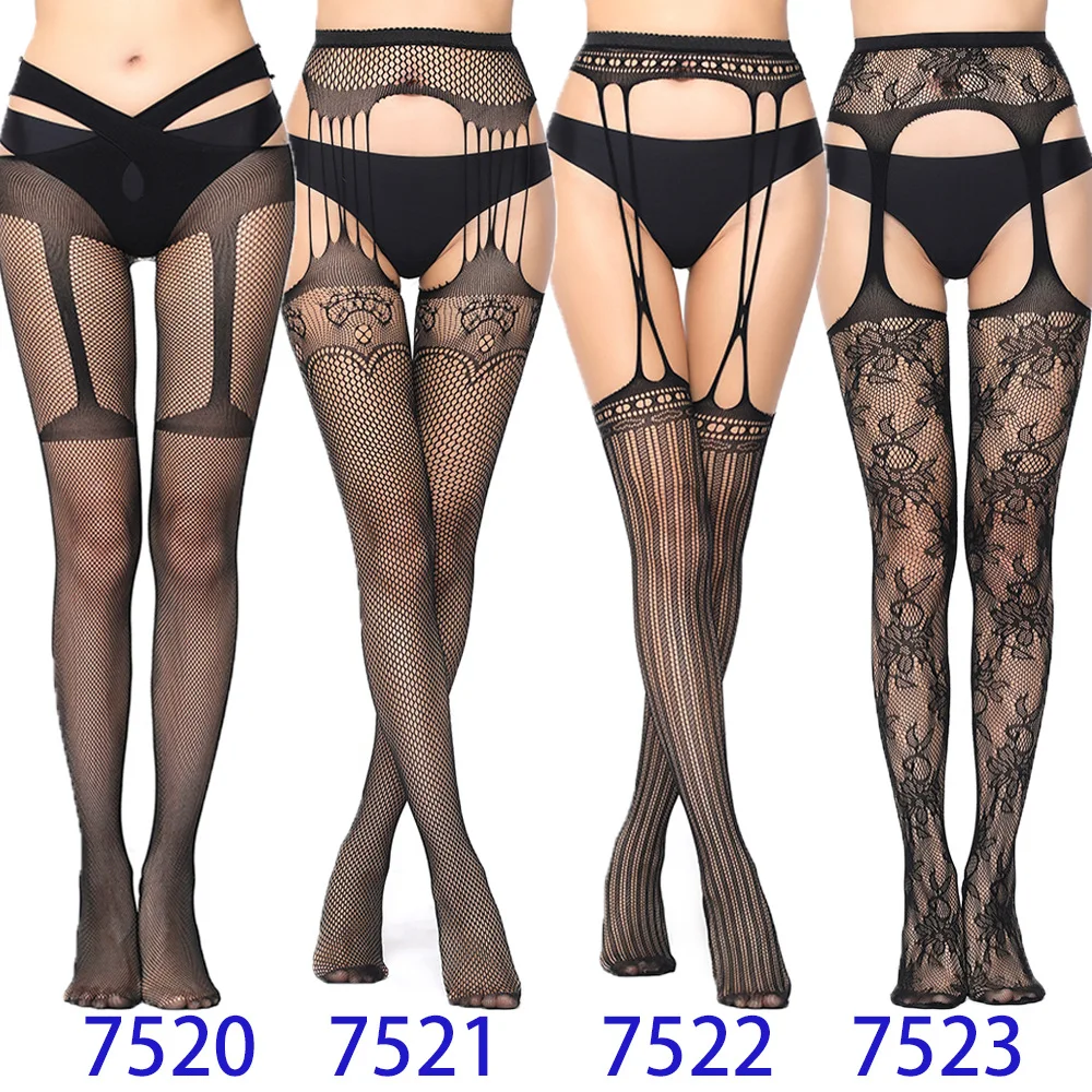 Women Sexy Stockings Club Party Flowers Tights Classic Lolita Stocking Gothic Punk Retro Fishnet Mesh Lace Bottomed Pantyhose