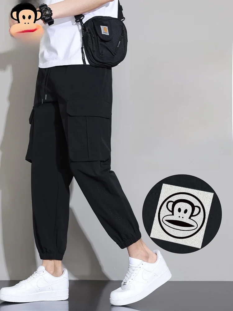 

Брюки PaulFrank Ice Silk: повседневные, свободные, прямые, тонкие, летние, укороченные (до щиколотки), с отворотами, для молодых мужчин, дышащие