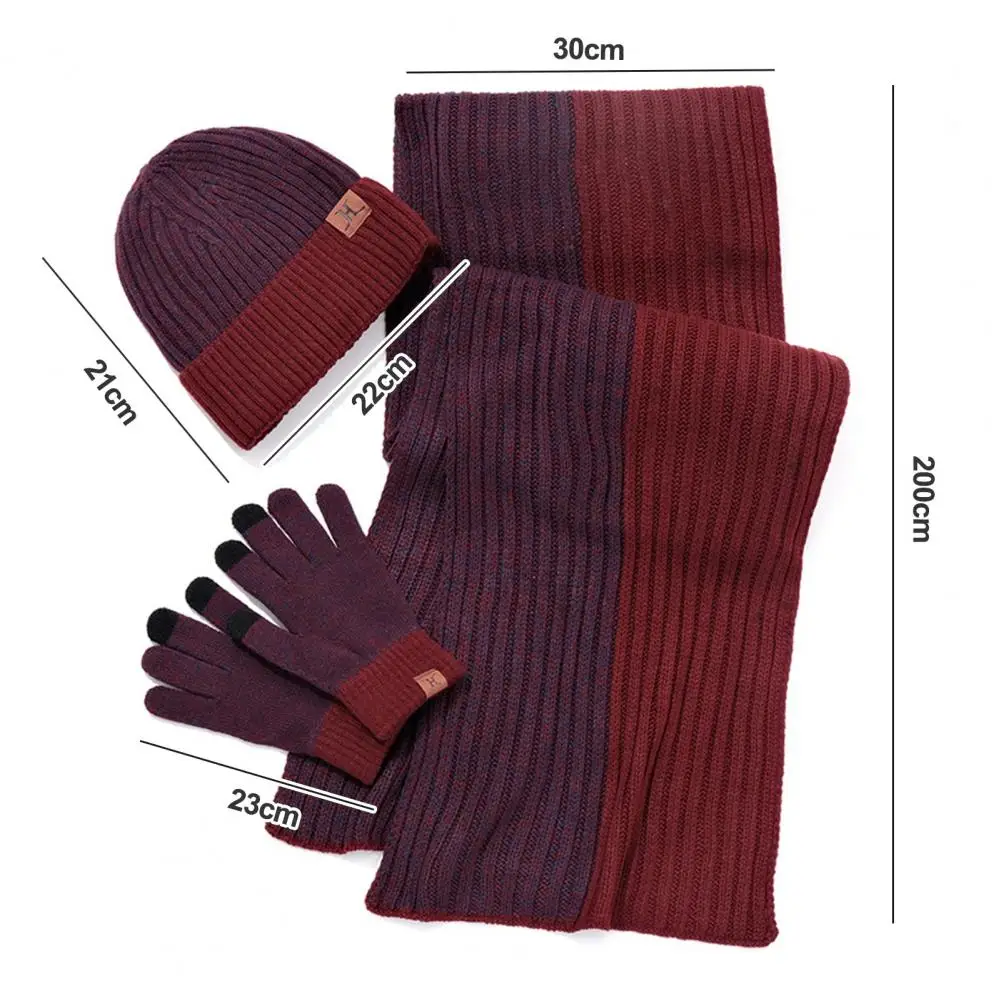 Winter-Beanie-Mütze, Schal, Handschuhe, Set für Damen und Herren, warme Wollmütze, langer Schal, Halswärmer, Touchscreen-Handschuhe, 3-in-1-Set