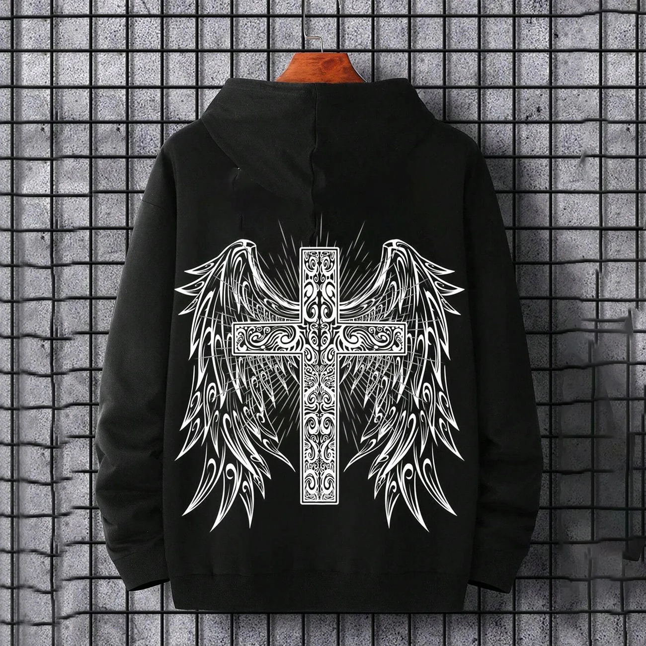 2024 New Angel Wings Printed Men felpa con cappuccio Cross Graphics Fashion Casual felpe con cappuccio felpa oversize Cool Women Sports Streetwear