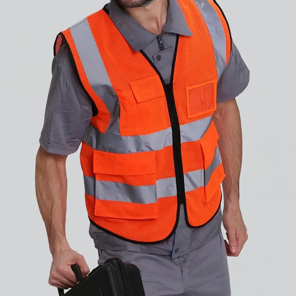 Reusable Reflective Working Repair Coat Fluorescent Safety Vest for Construction Site Roadside Visibility