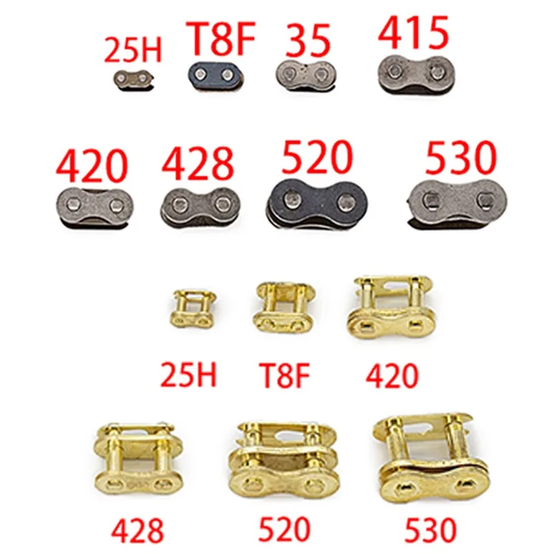 

25H T8F 35 415 420 428 520 530 Motorcycle Chain Master Buckle Ring Link Pocket Dirt Pit ATV Quad Go Kart Gas Scooter Motorcycle