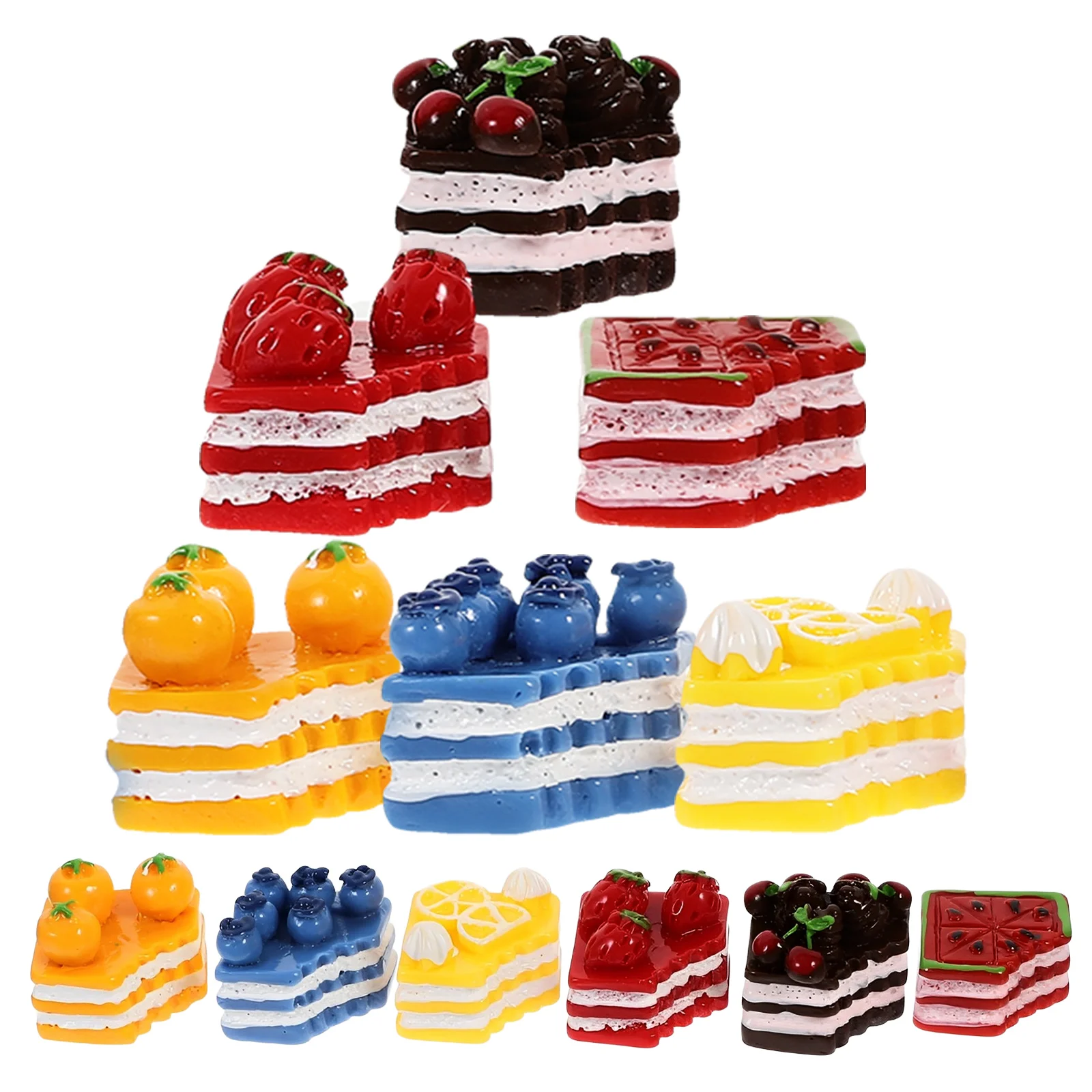 

12 Pcs Miniature Resin Cake Decorations Realistic Craft Accessories for Mini House Kitchen Table Top Food Prop