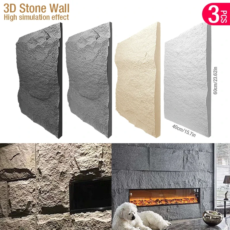 60x40cm box stone texture 3D wall panel rhombus cutting decor living room wallpaper mural stone brick 3D wall sticker waterproof