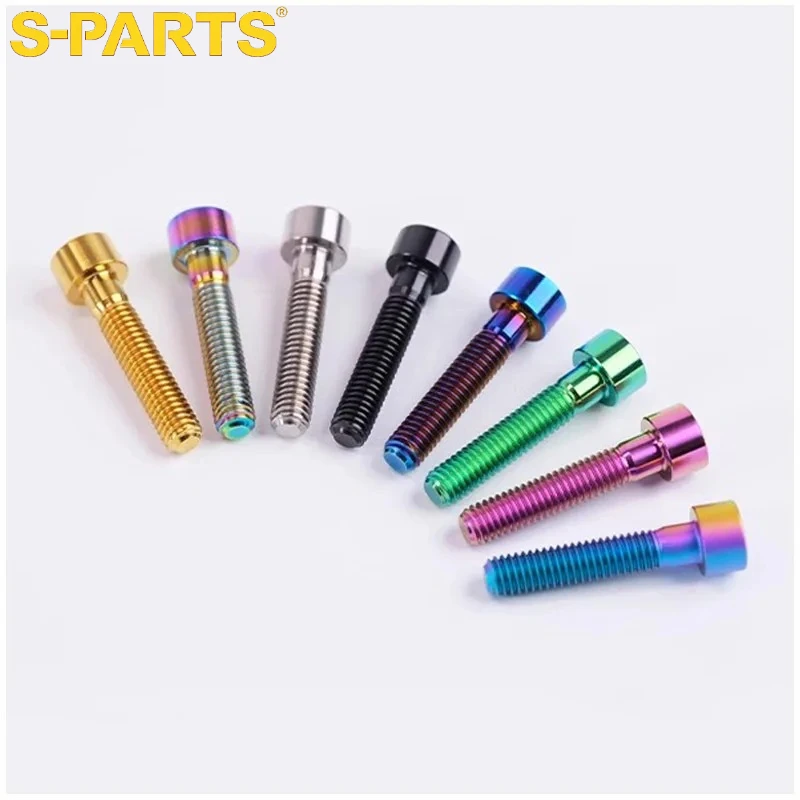 s-parts 2pcs Titanium Ti Bolts M5 M6 M7 M8 x 25 30 35 40 45 50 55 60 65 70mm Hex Key Screw for Bicycle Headset Brake