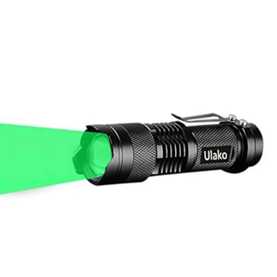 Zoomable LED Green Light Flashlight for Fishing Hunting
